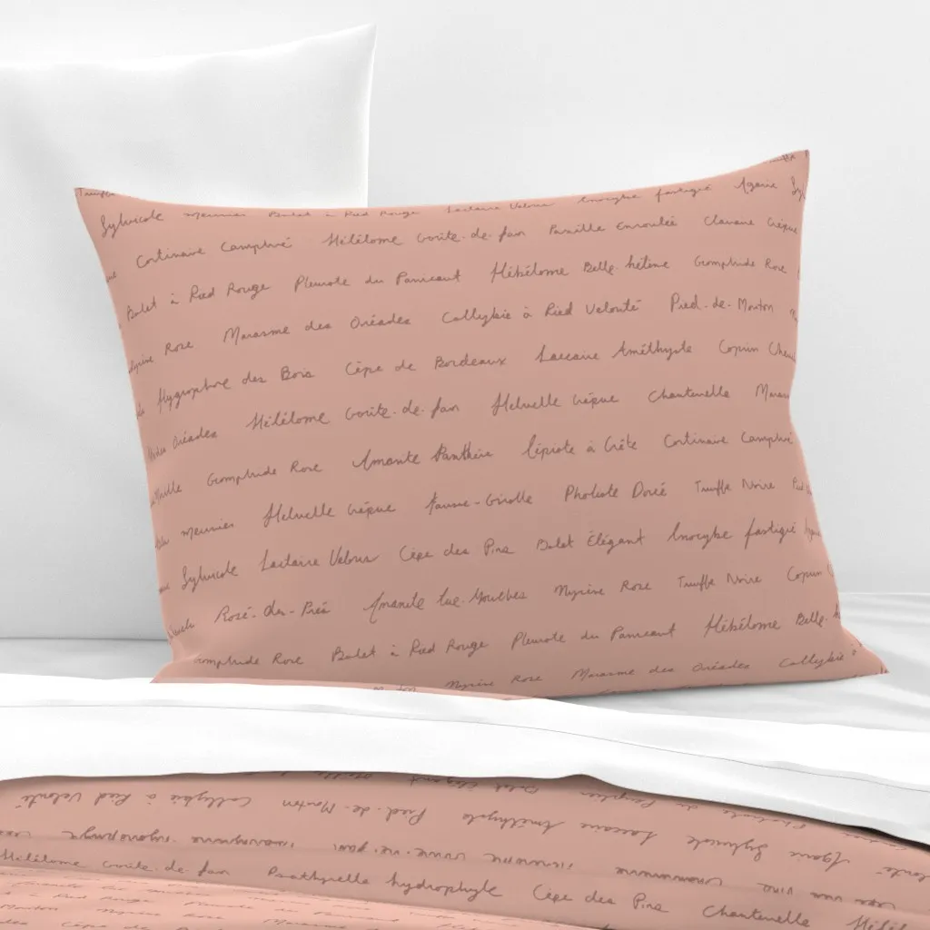 Mushroom Encyclopedia Standard Knife Edge Cushion - Dusty Rose, Cotton Sateen product