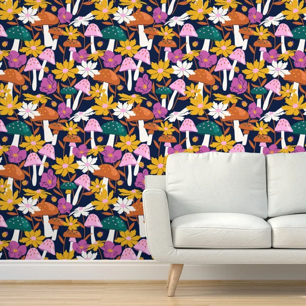 Mushroom Fields Peel and Stick Wallpaper - Orange product