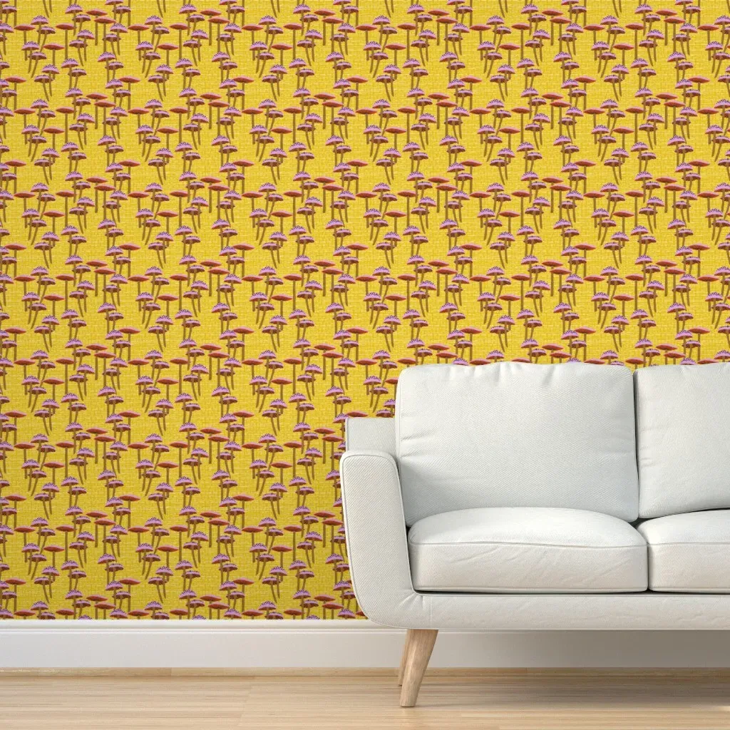 Mushroom Forest Grasscloth Peel and Stick Wallpaper - Pink product