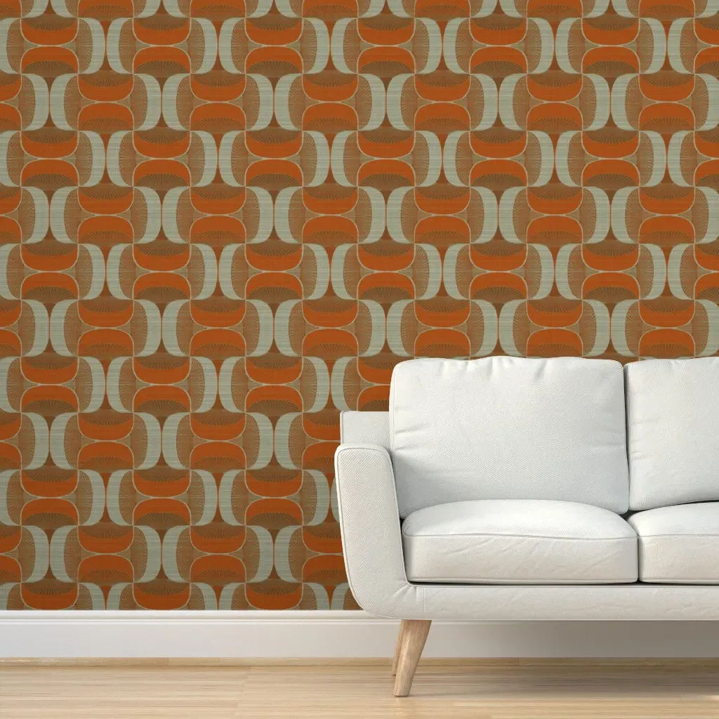 Mushroom Gill Peel and Stick Wallpaper - Burnt Orange product