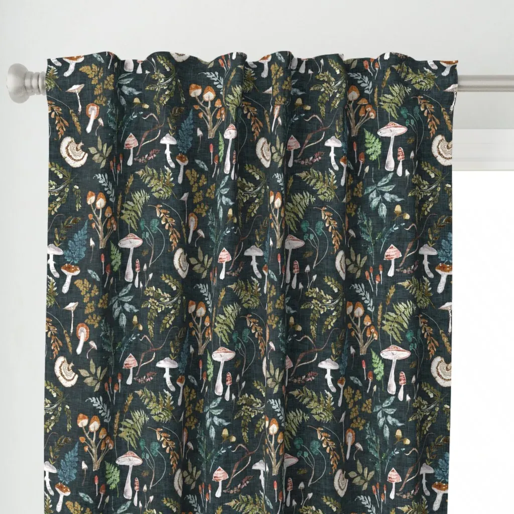 Mushroom Grove Curtain Panel - Dark Teal alternate view