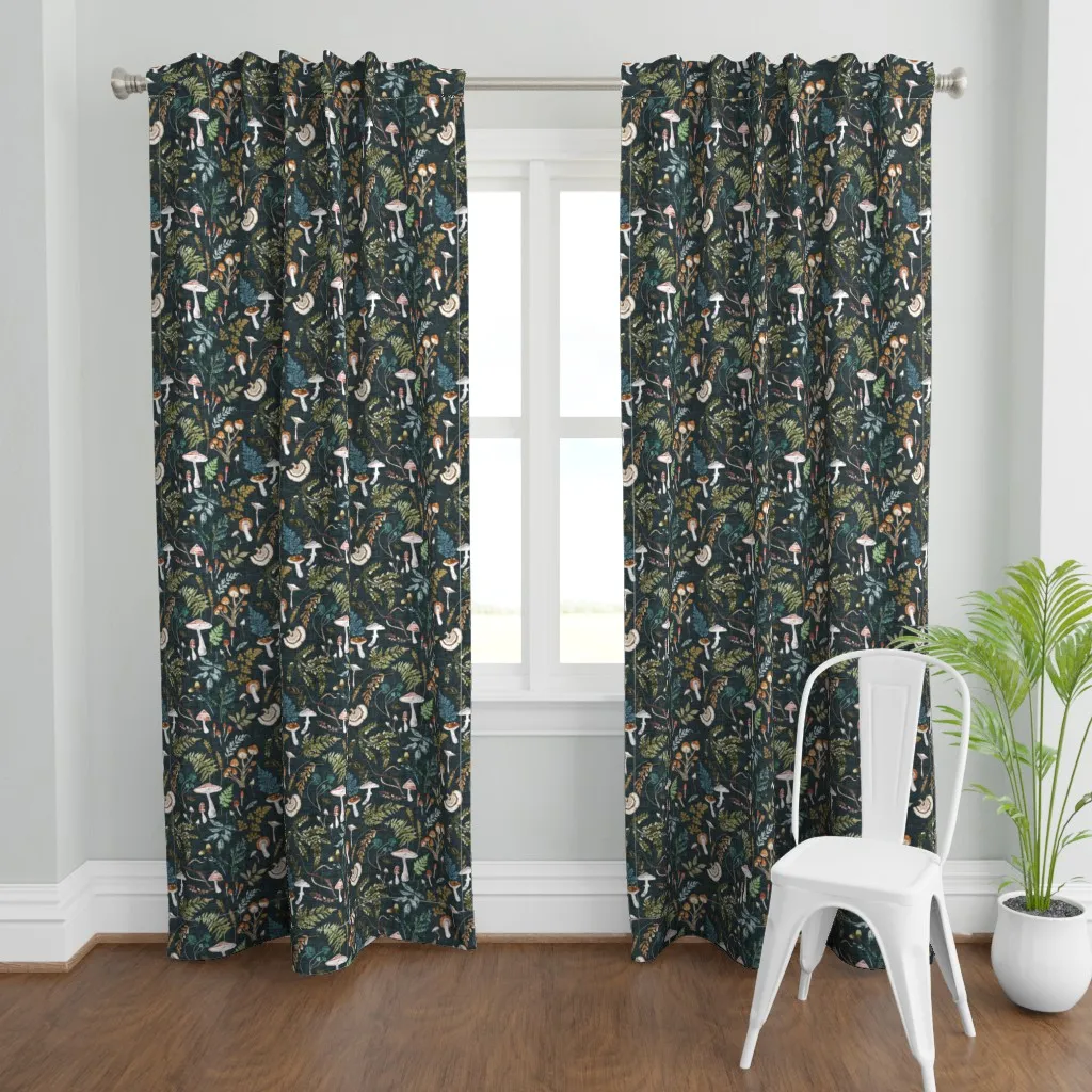 Mushroom Grove Curtain Panel - Dark Teal product