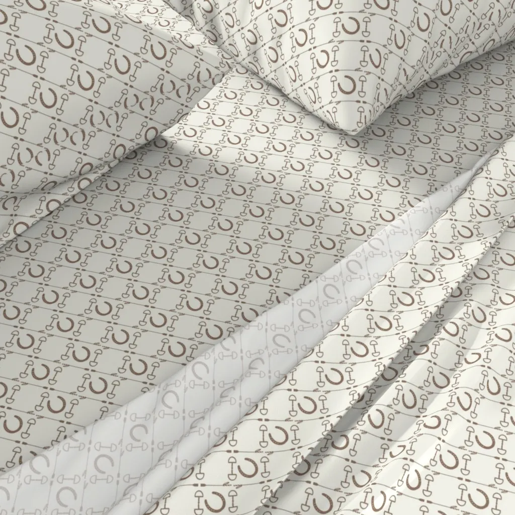 Mushroom On Natural Equestrian Queen Sheet Set - Brown alternate view