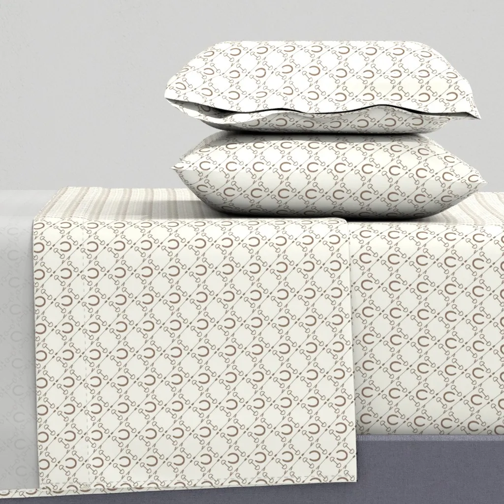 Mushroom On Natural Equestrian Queen Sheet Set - Brown product