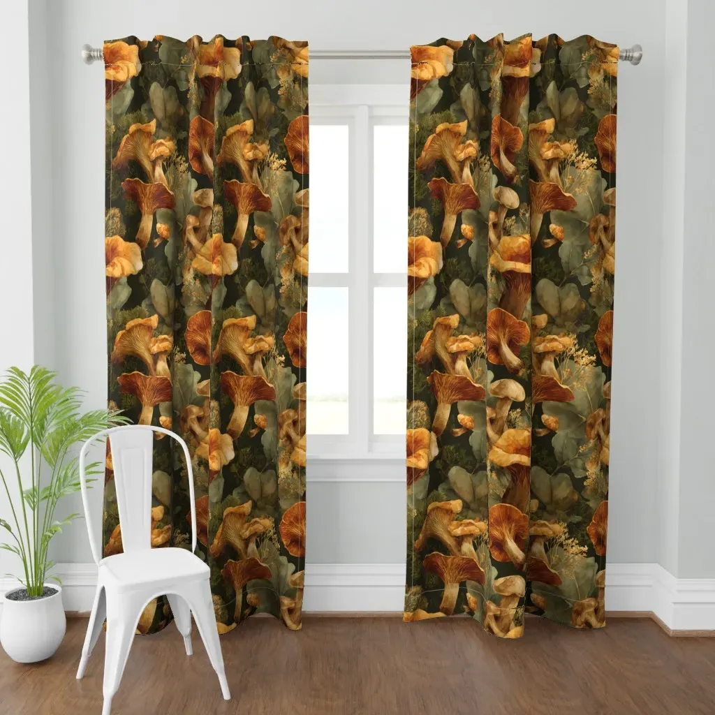 Mushrooms Chanterelle Curtain Panel - Brown product