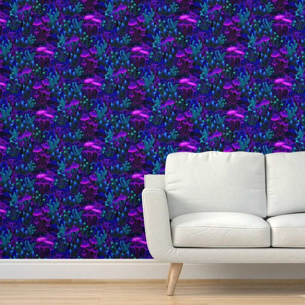 Mushrooms Peel and Stick Wallpaper - Purple product
