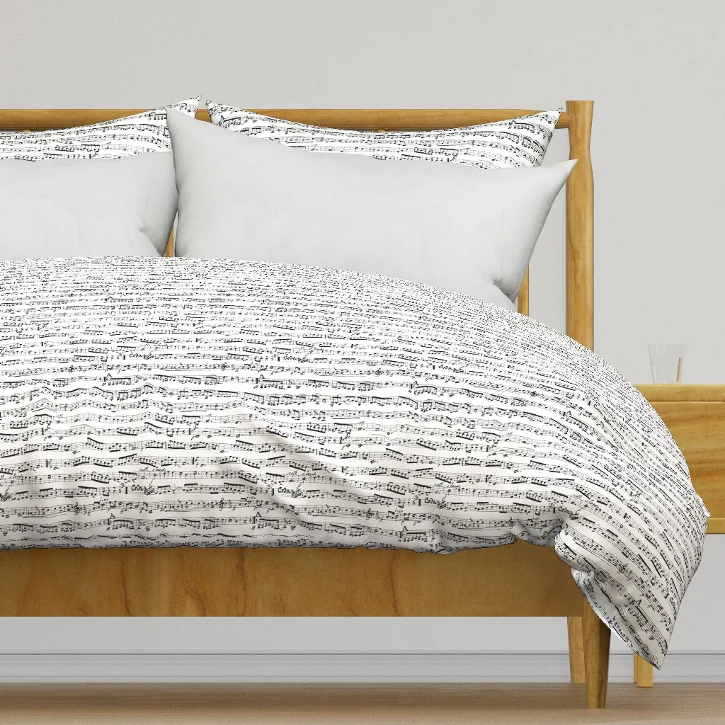 Music Notes Duvet Cover - Black, White product