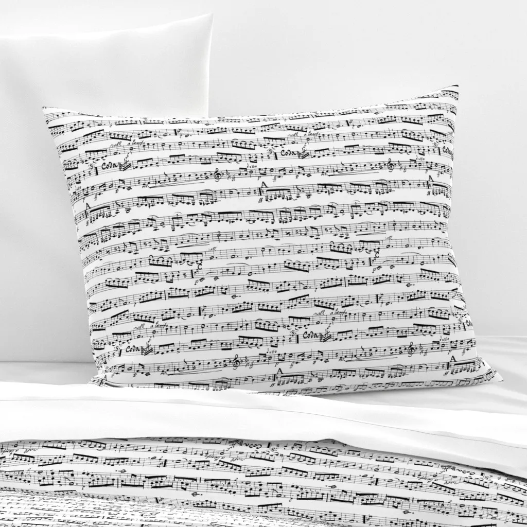 Music Notes Standard Knife Edge Cushion Cover - Black, Cotton Sateen product