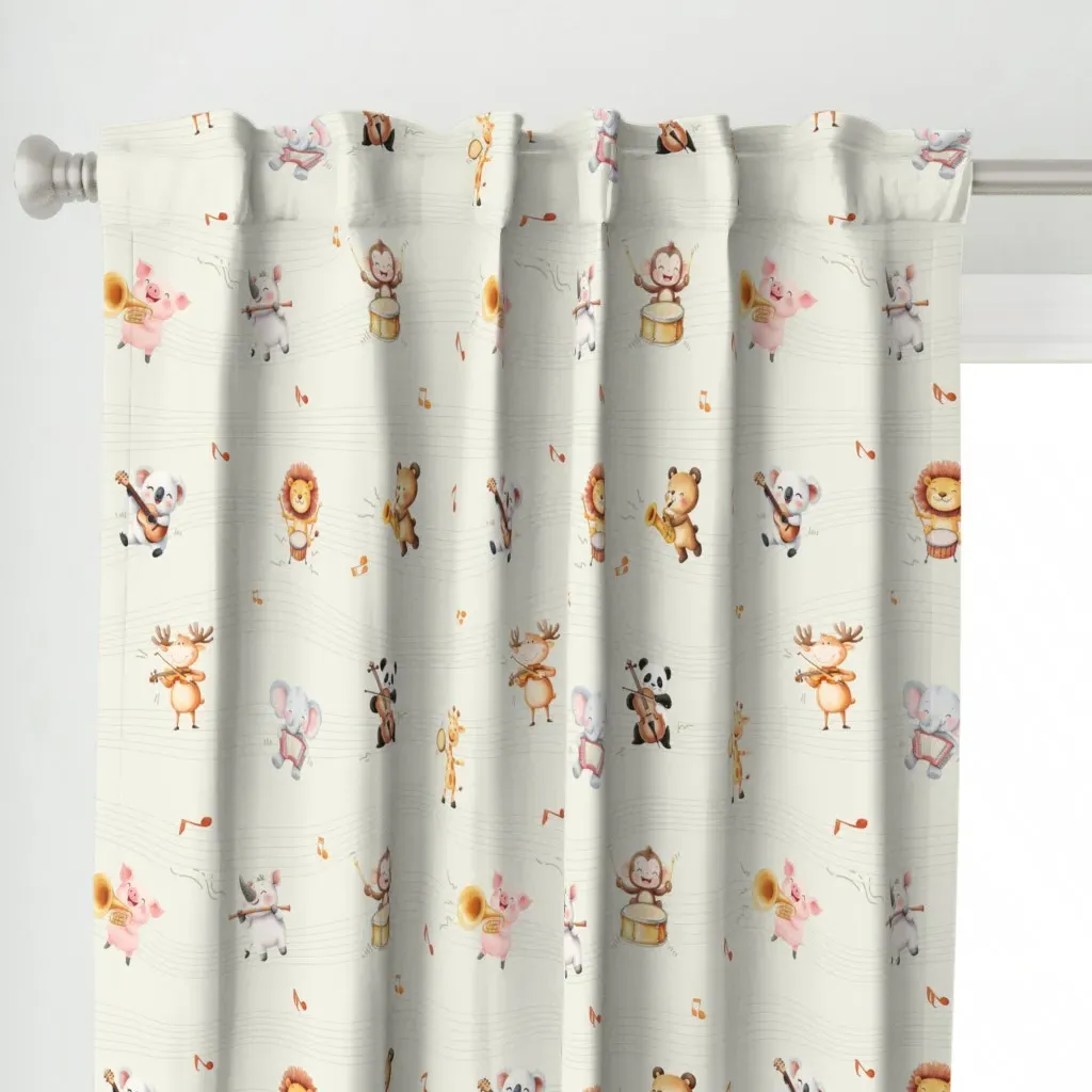 Music School Animals Curtain Panel - Beige alternate view
