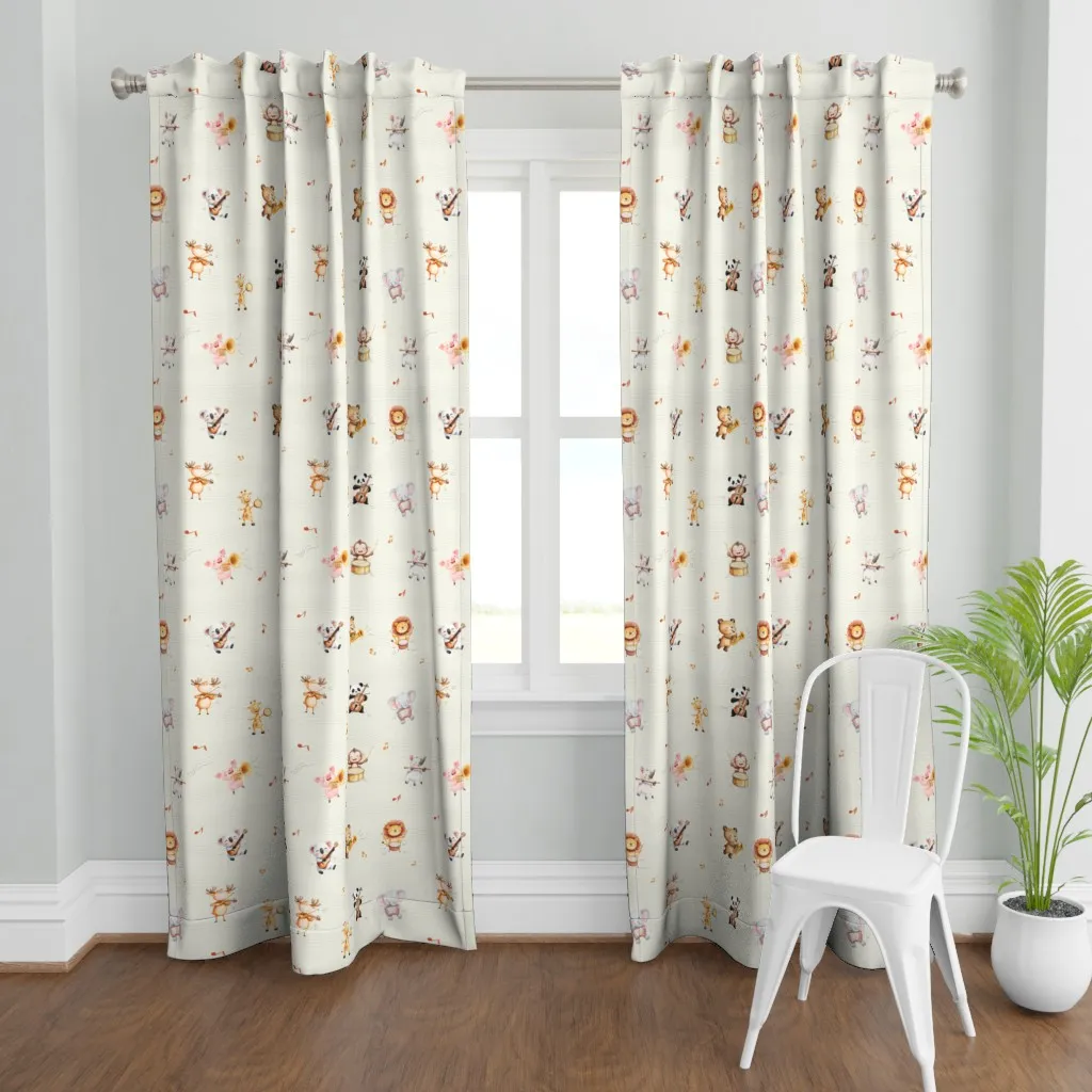 Music School Animals Curtain Panel - Beige product