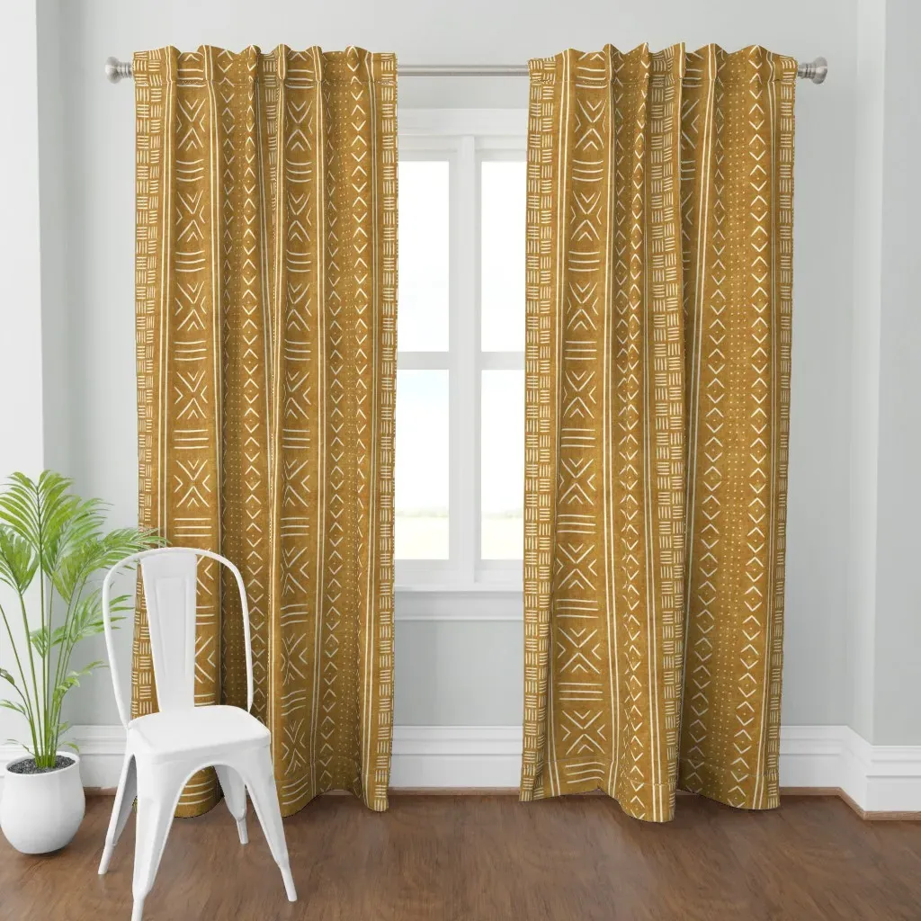 Mustard Mud Cloth Dots Curtain Panel - Mustard Yellow product