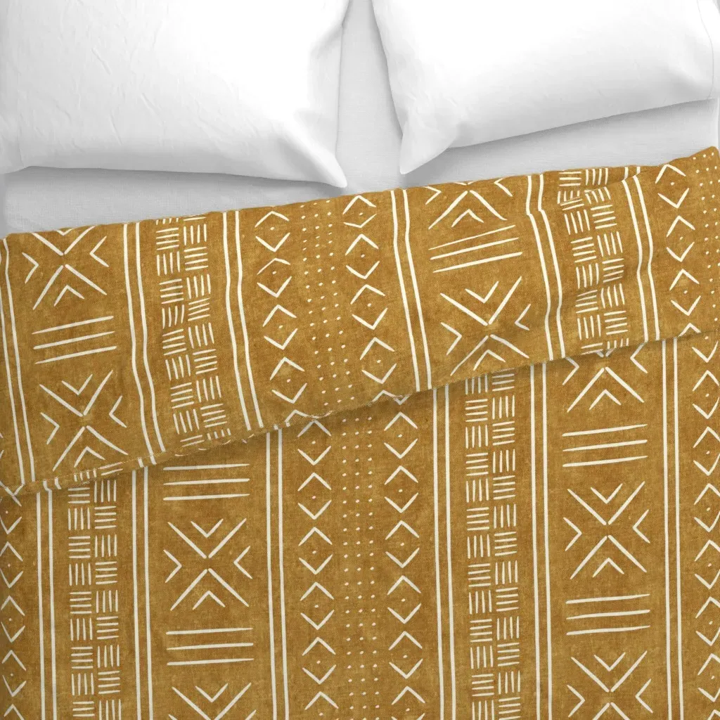 Mustard Mud Cloth Dots Duvet Cover - Mustard Yellow alternate view
