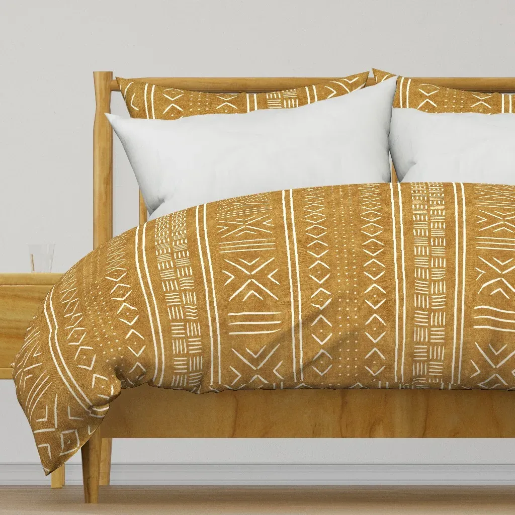 Mustard Mud Cloth Dots Duvet Cover - Mustard Yellow product