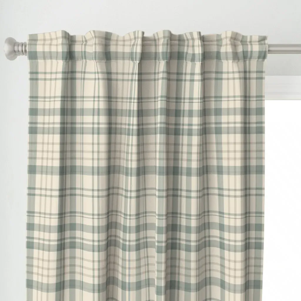 Muted Beige Green & Taupe Curtain Panel - Gray-Green alternate view