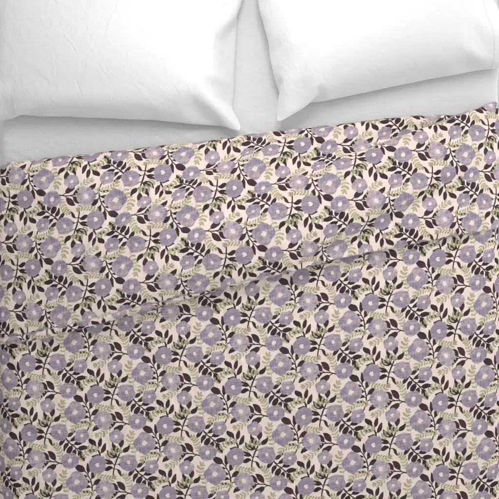 Muted Floral Vine Pattern Duvet Cover - Dusty Blue alternate view