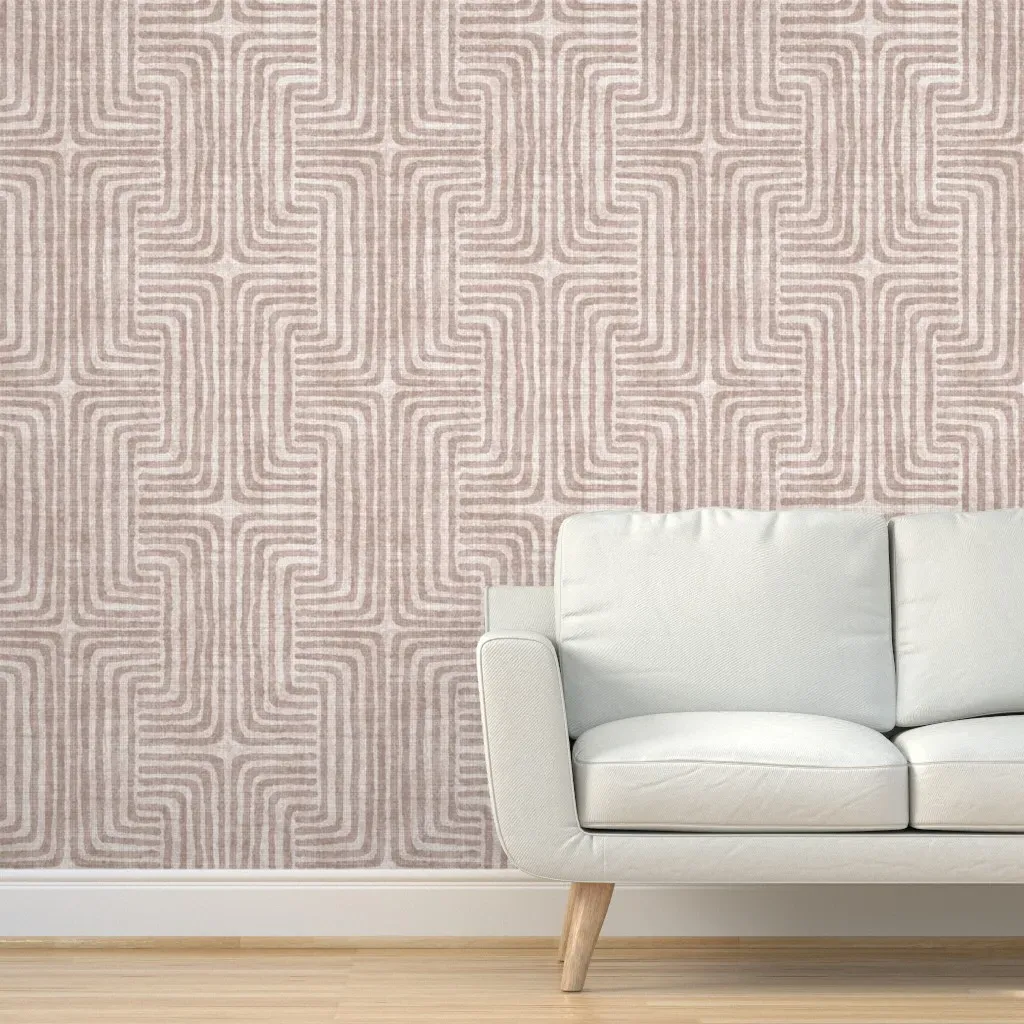 Muted Geometric Boho Peel and Stick Wallpaper - Dusty Rose product