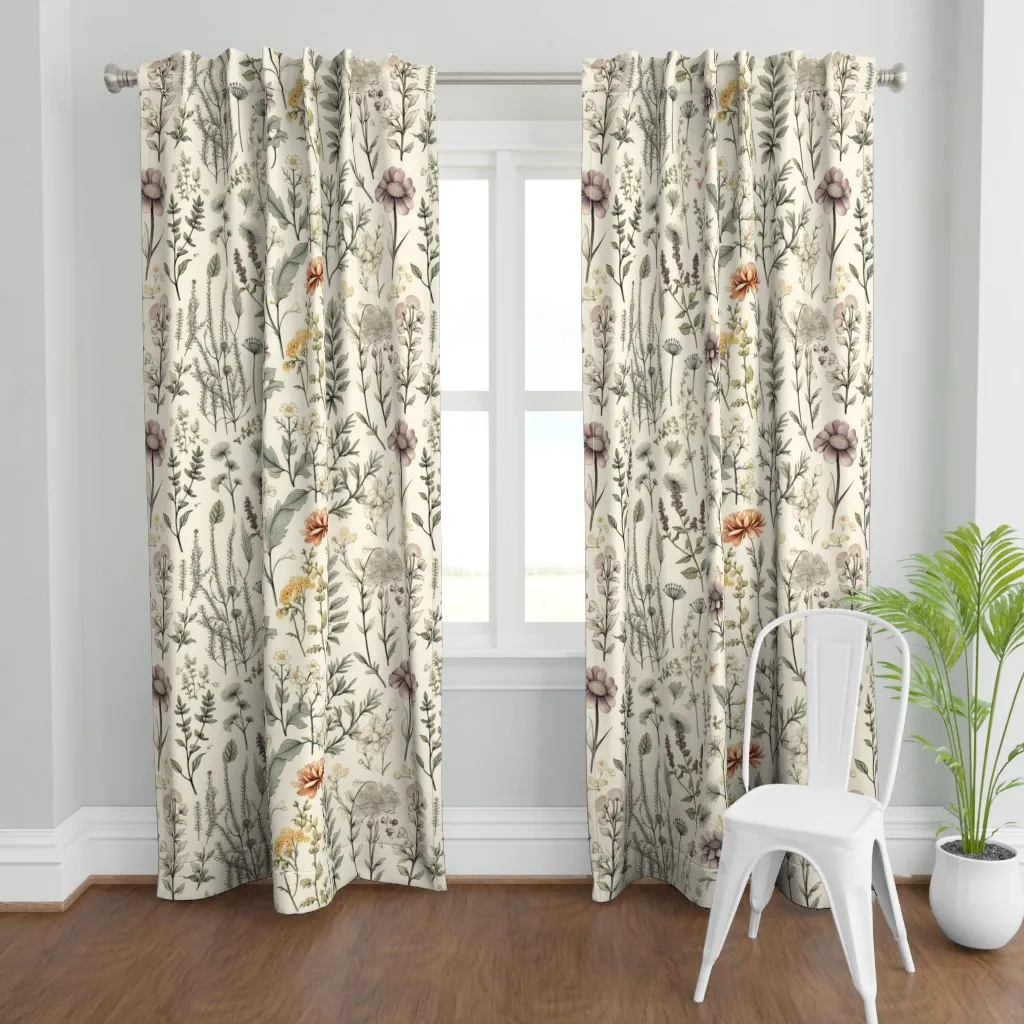 Muted Meadow Botanic Curtain Panel - Muted Pink product