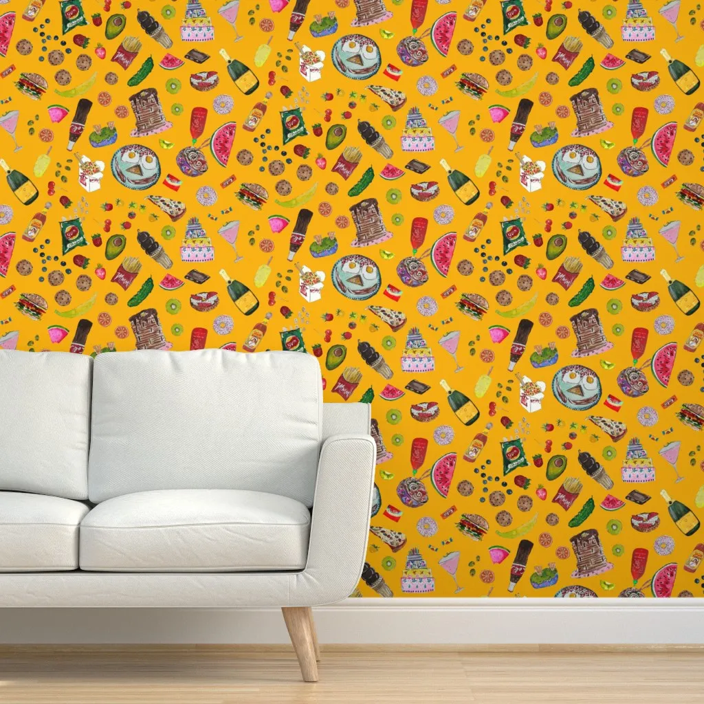 My Favorite Foods Peel and Stick Wallpaper - Mustard Yellow product