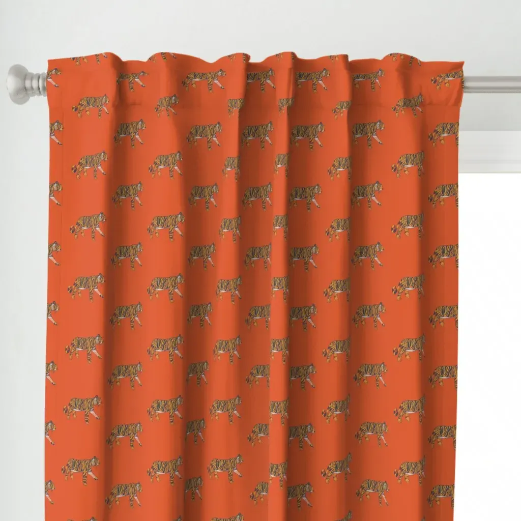My Tiger Friend Small Curtain Panel - Burnt Orange alternate view