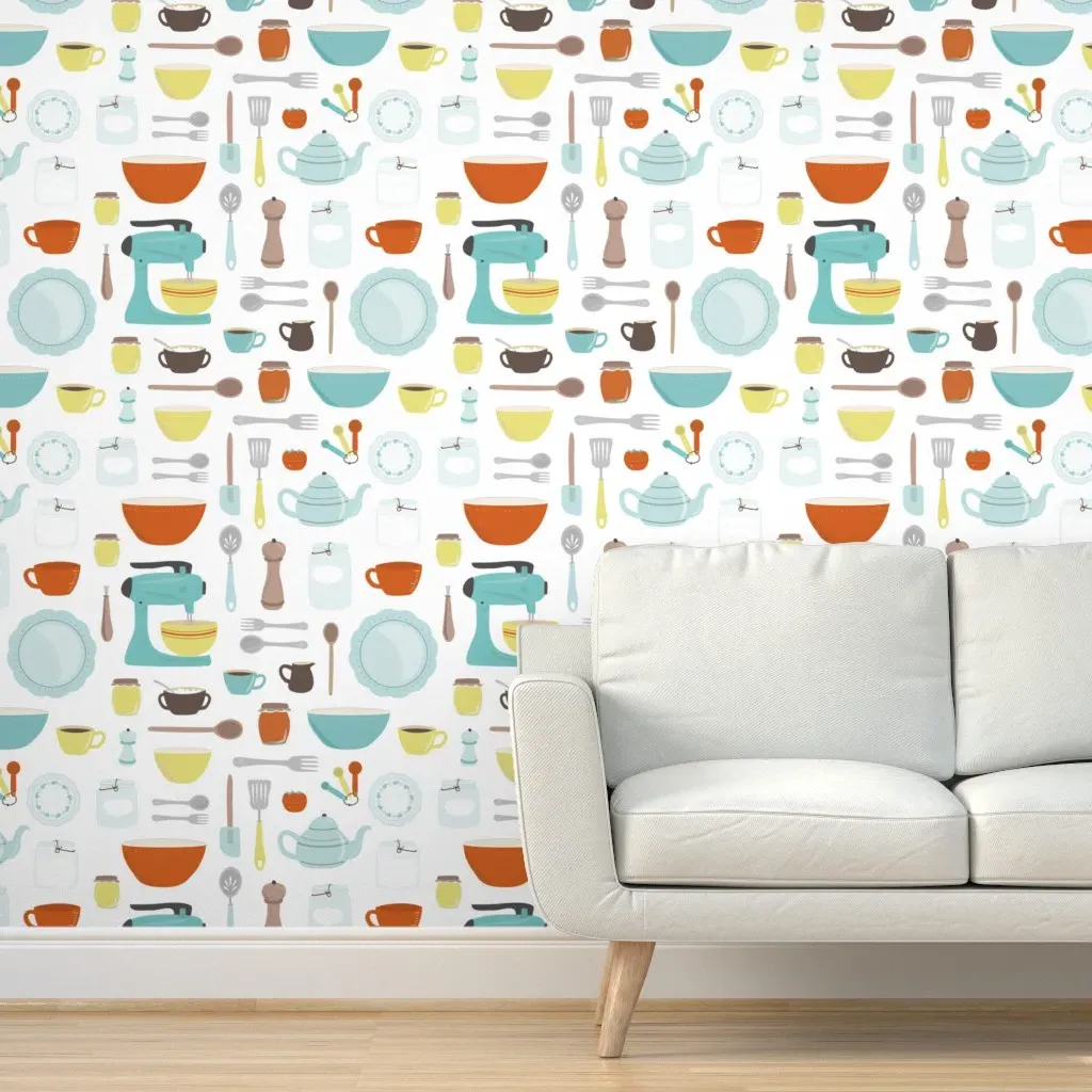 My Vintage Kitchen Peel and Stick Wallpaper - Teal product