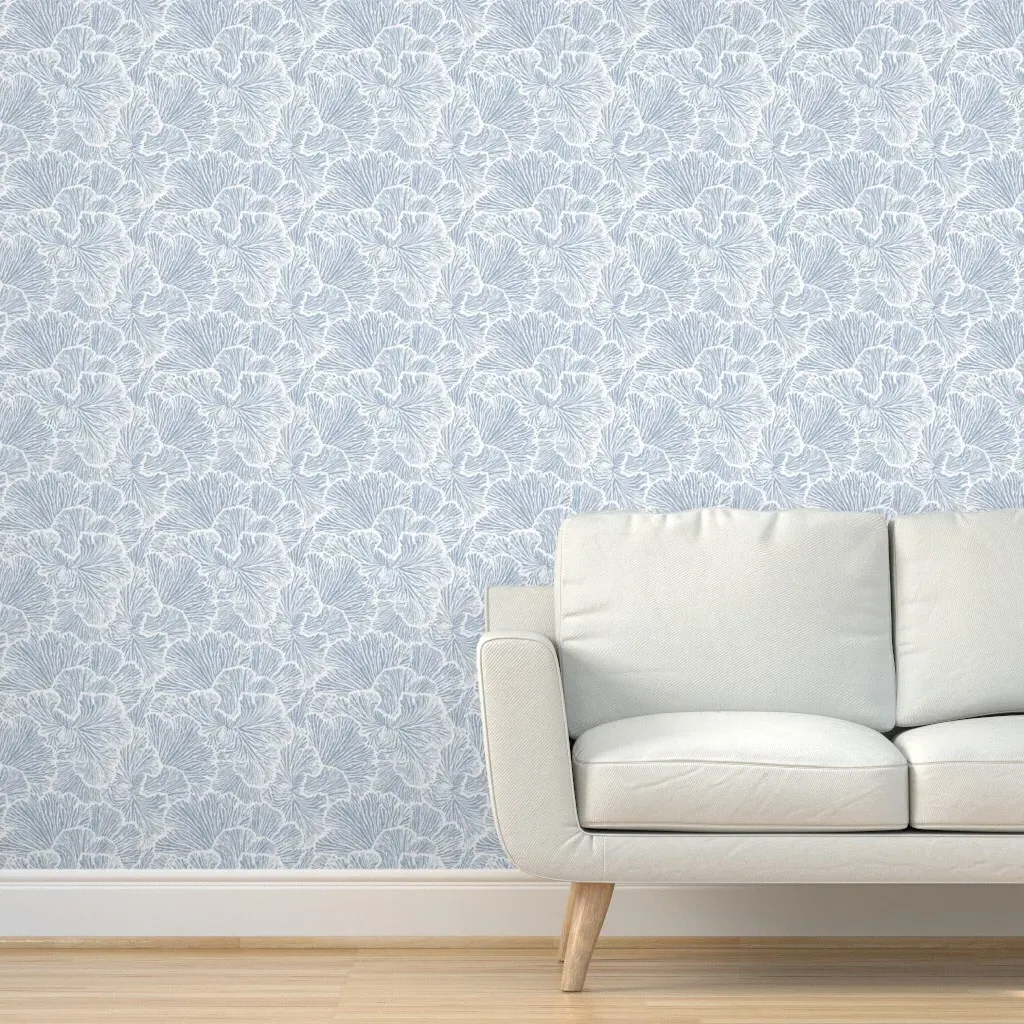 Myra Coral Reef Ocean Aerial Peel and Stick Wallpaper - Light Blue product