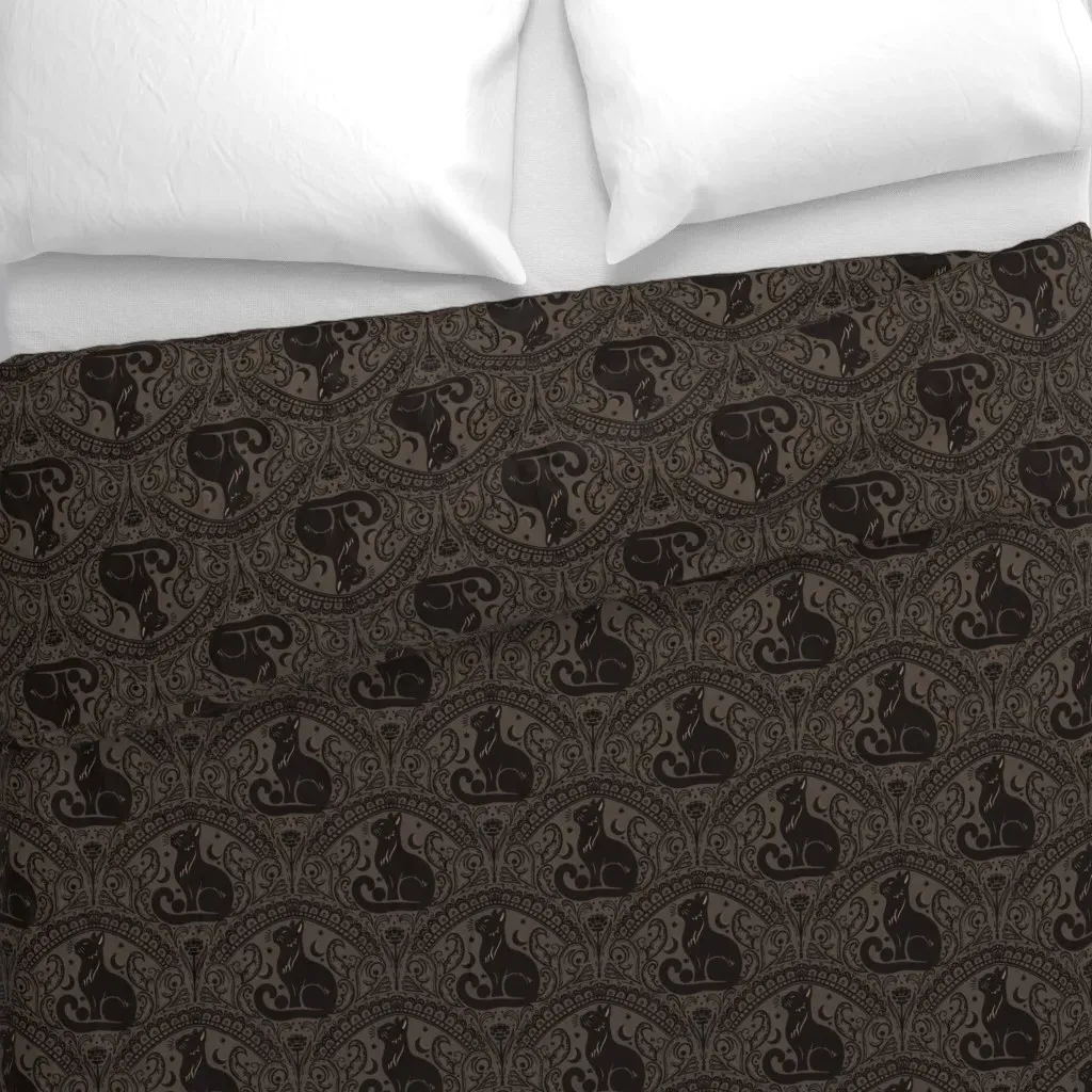 Mystic Black Cat Duvet Cover - Black alternate view