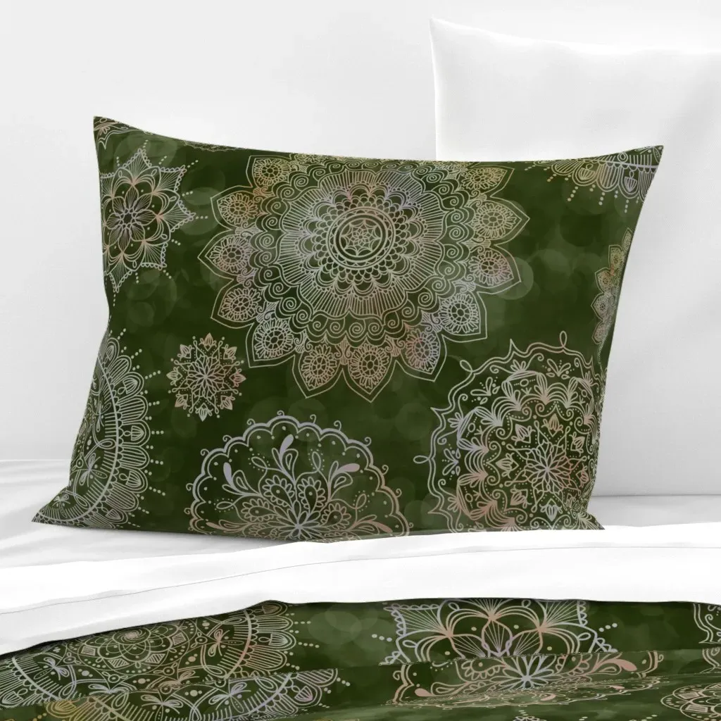Mystic Mandala Standard Knife Edge Cushion Cover - Green, Cotton Sateen product