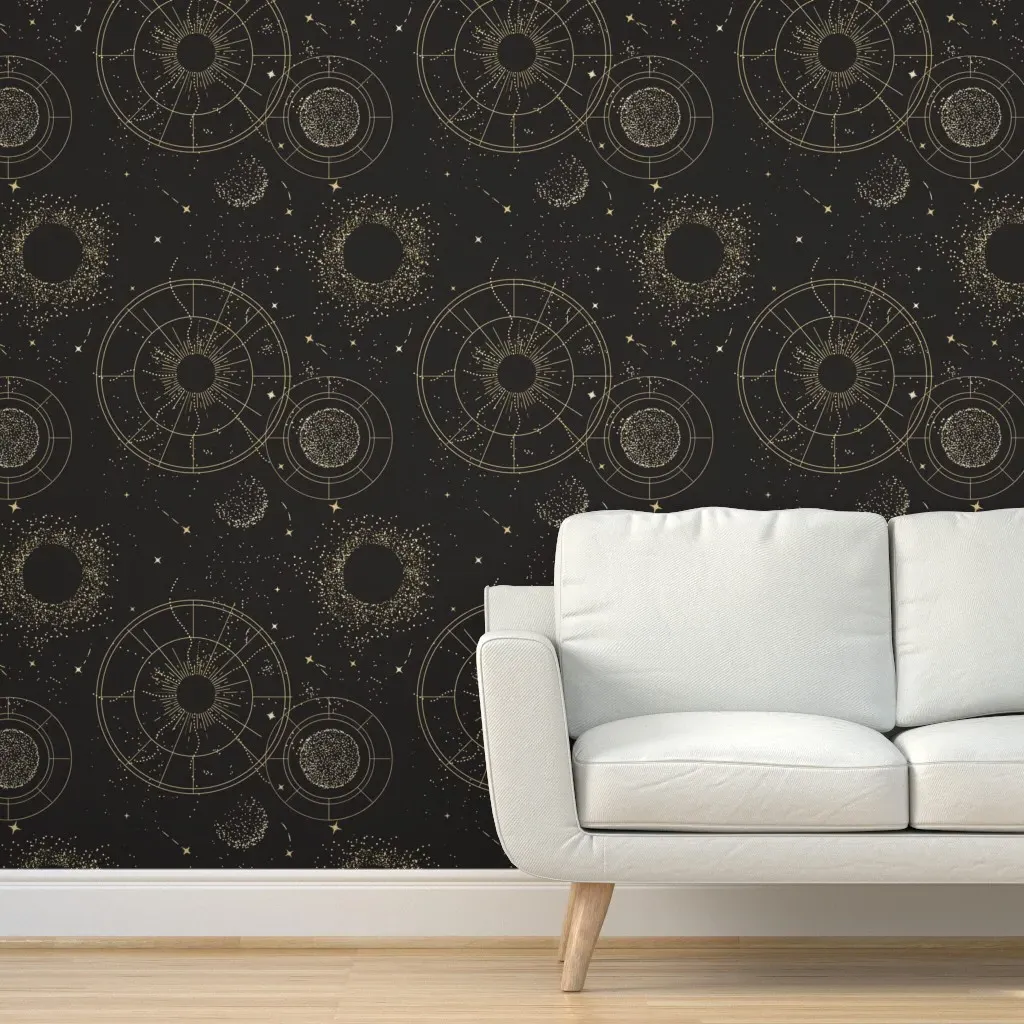Mystic Space Astronomy Peel and Stick Wallpaper - Gold product