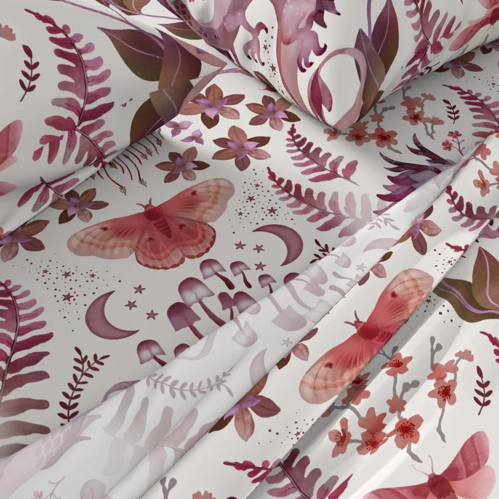 Mystic Woodland Dragon Damask King Size Sheet Set - Dusty Rose alternate view