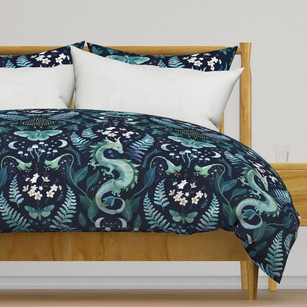 Mystic Woodland Dragon Large Duvet Cover - Teal product