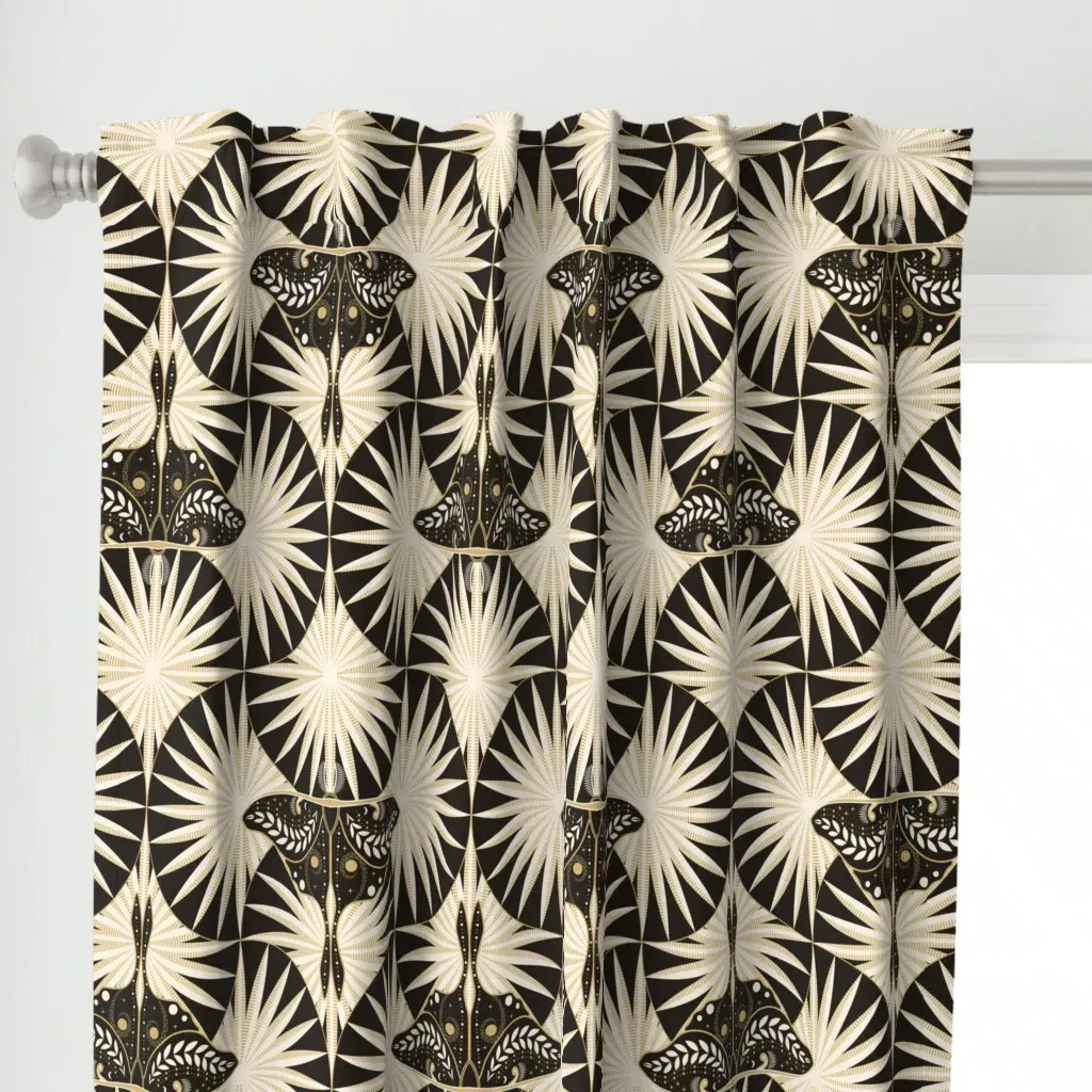 Mystical Luna Moth Art Curtain Panel - Black alternate view