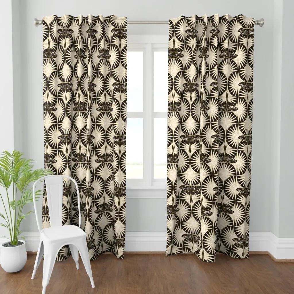 Mystical Luna Moth Art Curtain Panel - Black product