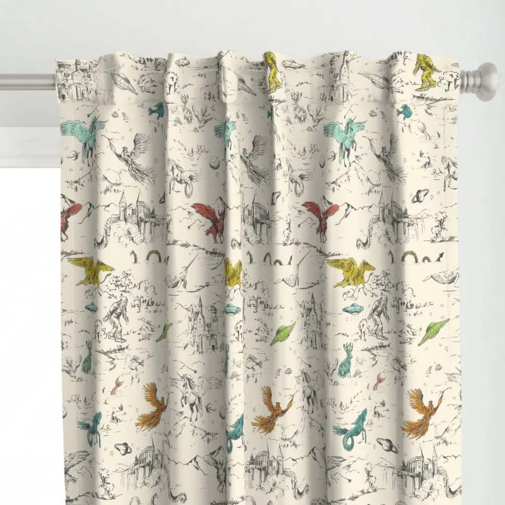 Mythic Toile Retro Curtain Panel - Off-White alternate view