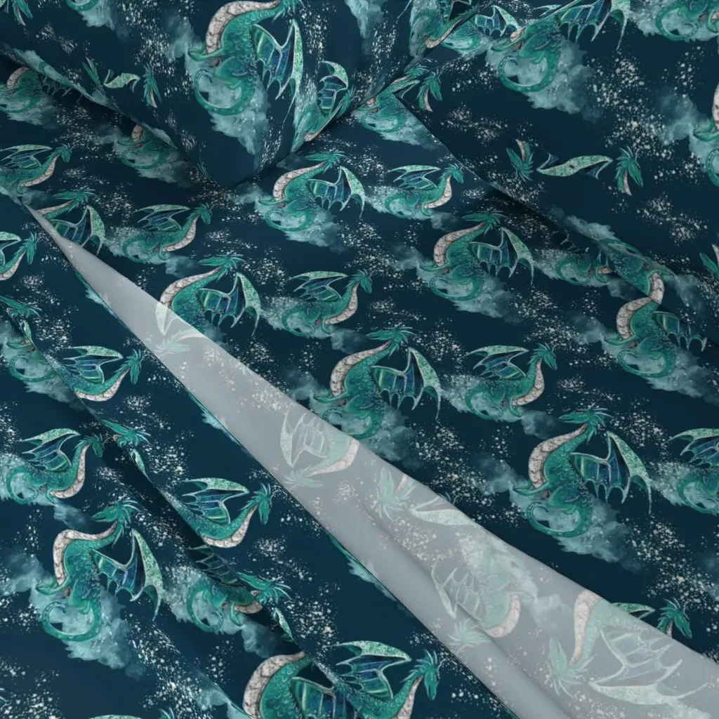 Mythical Dragons Twin Sheet Set - Teal alternate view