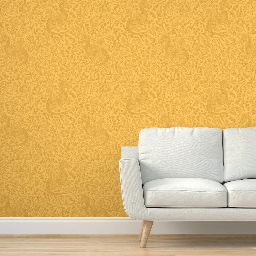 Mythos Dragon Sunflower Peel and Stick Wallpaper - Golden Yellow product