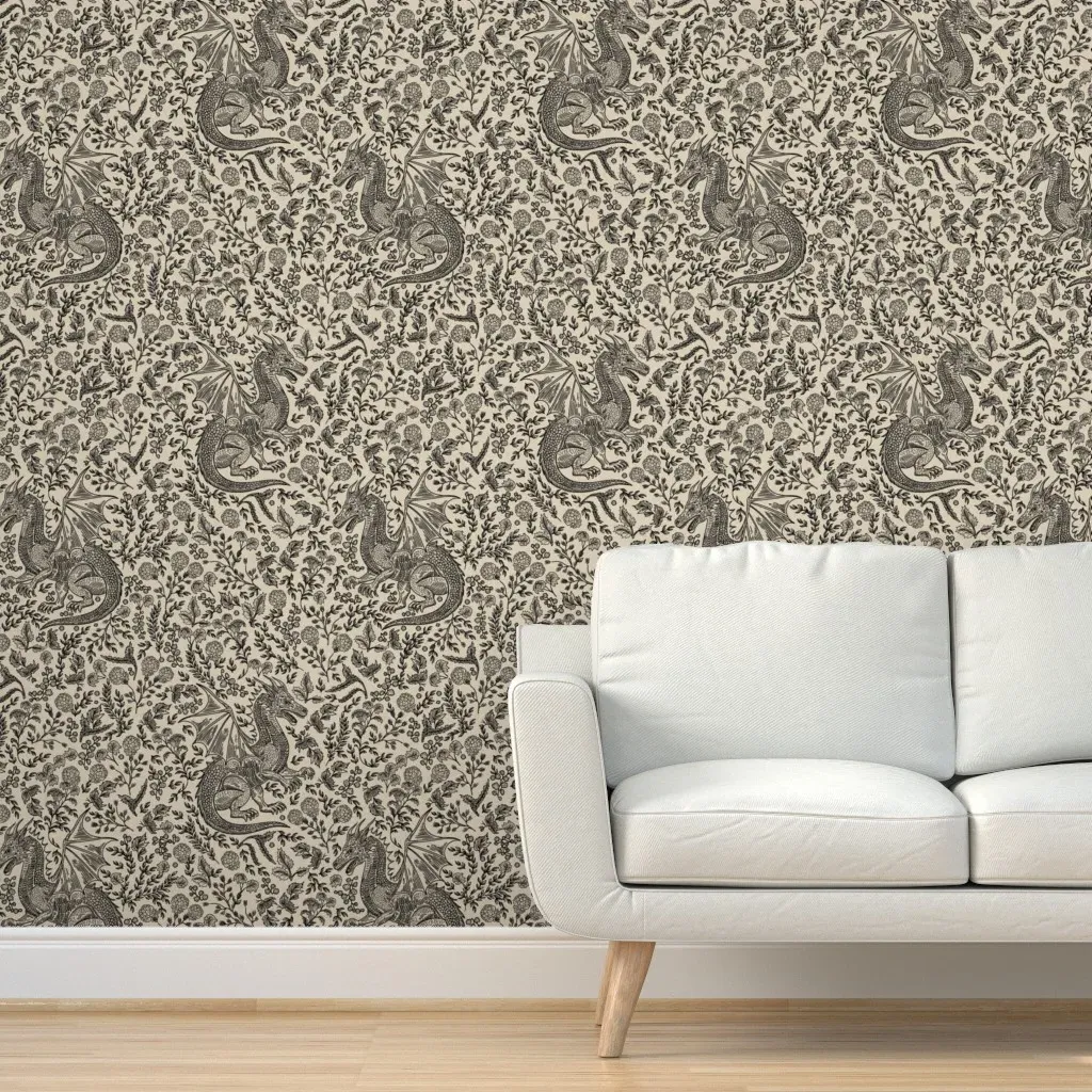 Mythos Dragon Toile Peel and Stick Wallpaper - Black product