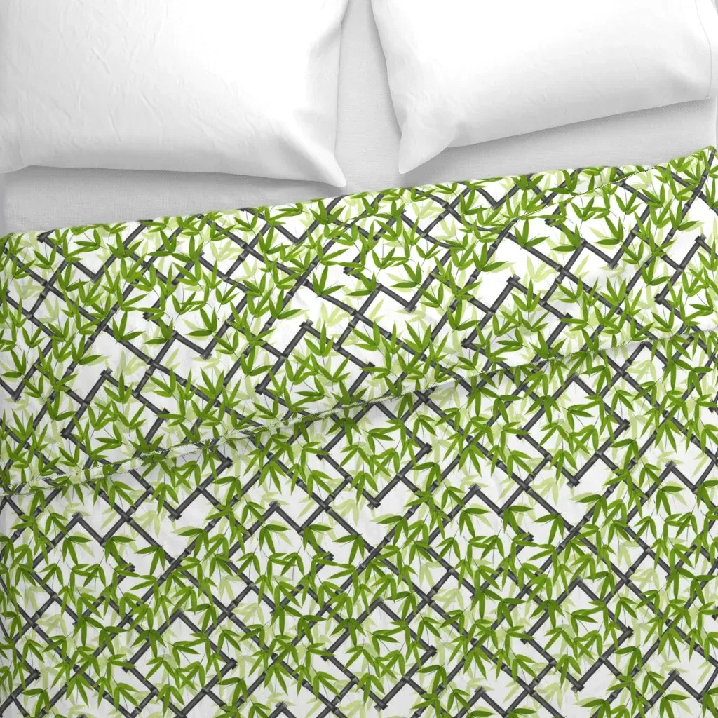 Nantes Bamboo Trellis Ebony Duvet Cover - Dark Gray, Black alternate view