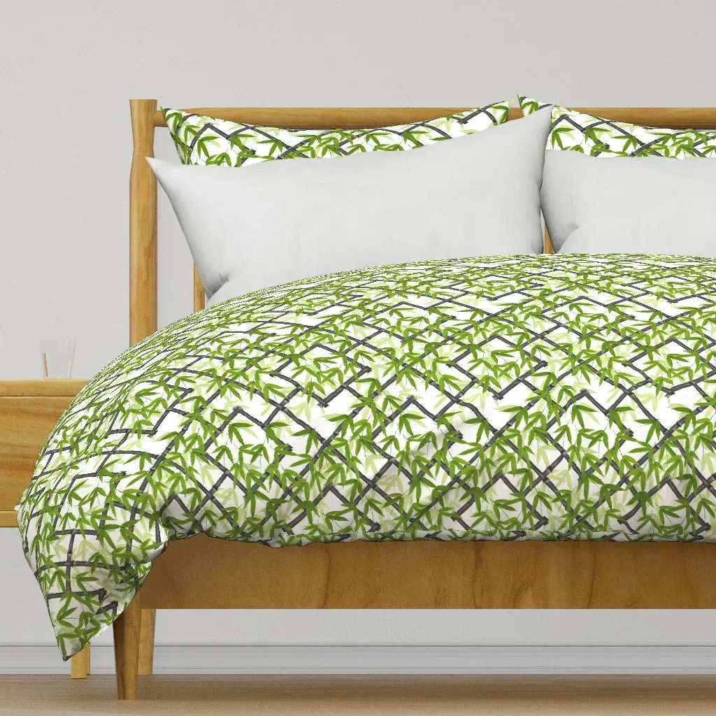 Nantes Bamboo Trellis Ebony Duvet Cover - Dark Gray, Black product