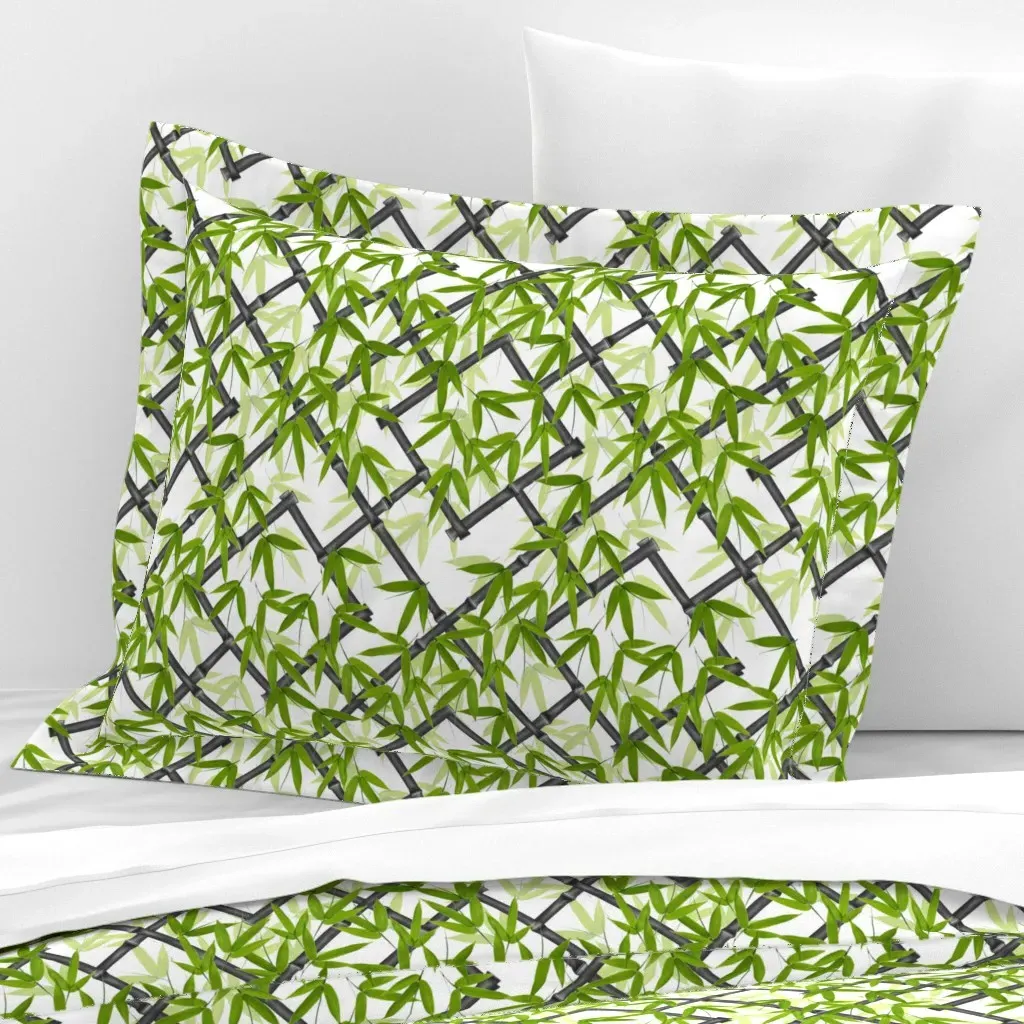Nantes Bamboo Trellis Standard Flanged Cushion Cover - Black, Cotton Sateen product