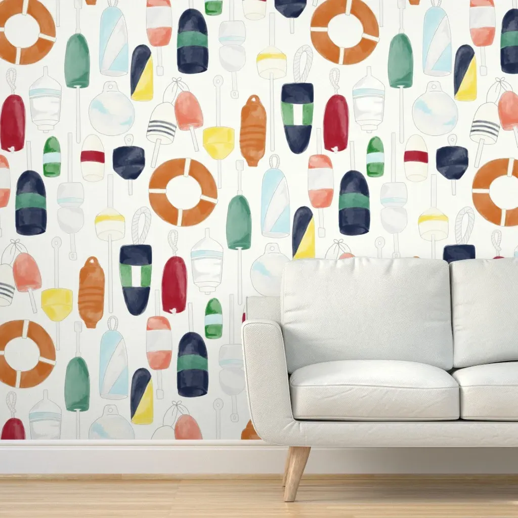 Nantucket Buoy Cape Cod Peel and Stick Wallpaper - Navy Blue product