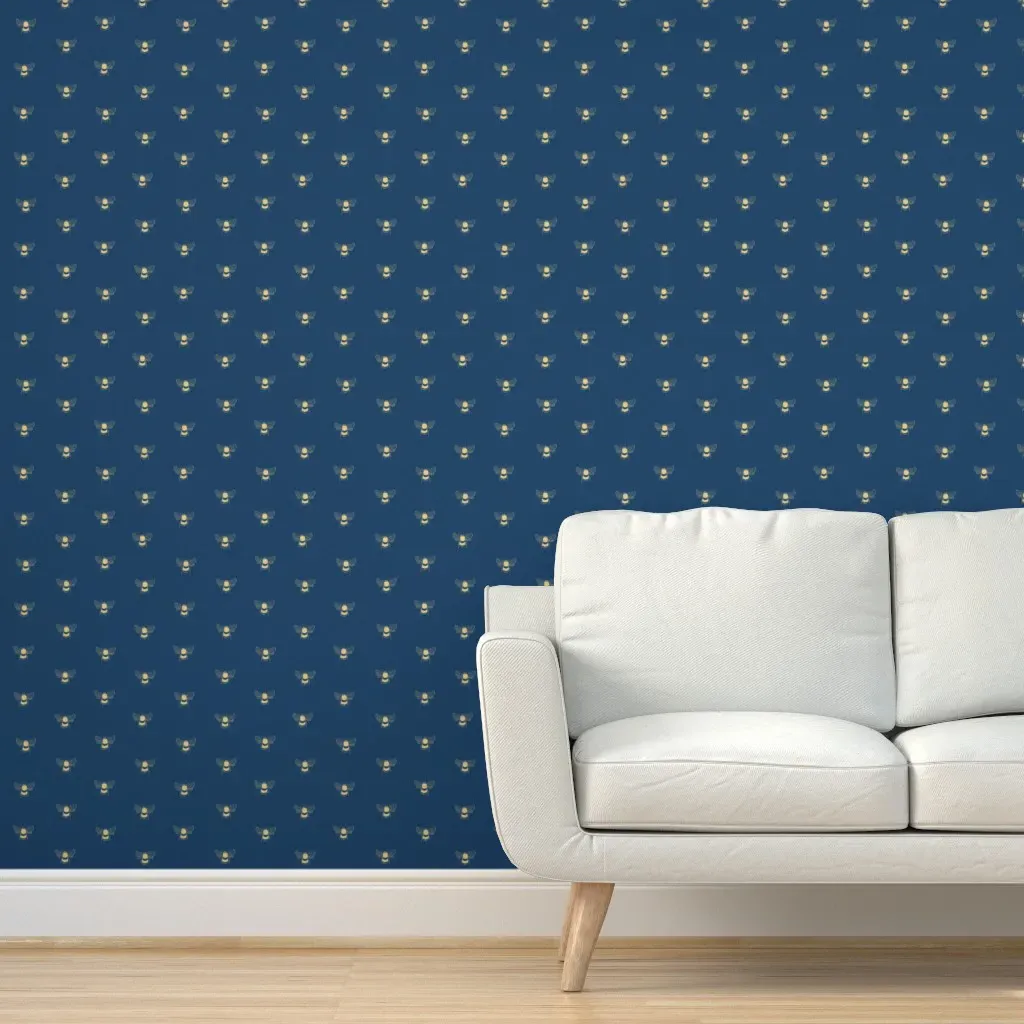 Napoleonic Bees Peel and Stick Wallpaper - Gold Yellow, Cobalt Blue product