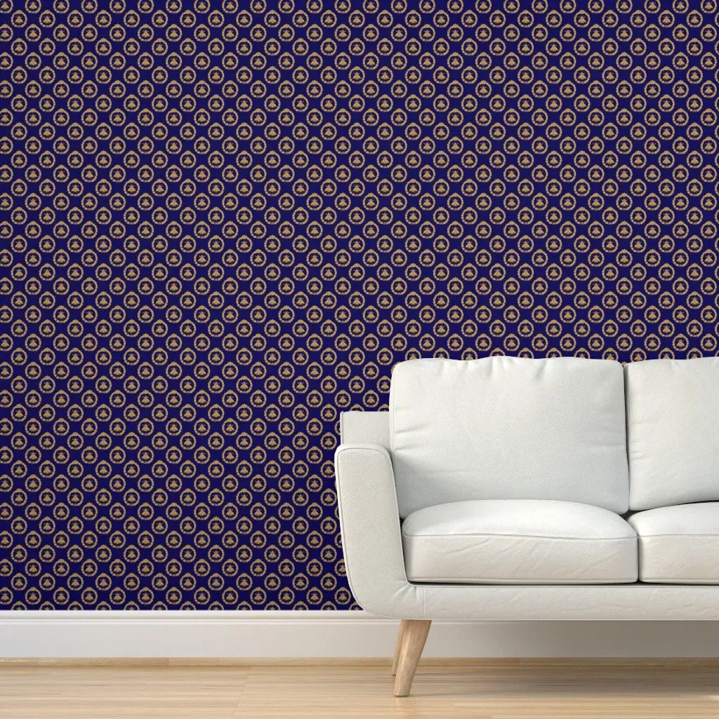 Napoleonic Bees Queen Bee Faux Gilt Peel and Stick Wallpaper - Gold product