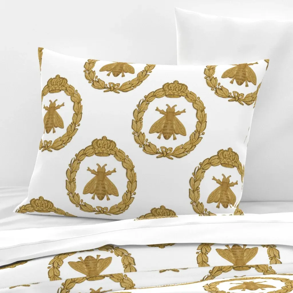 Napoleonic Bees Queen Bee Standard Knife Edge Cushion - Gold, Cotton Sateen product