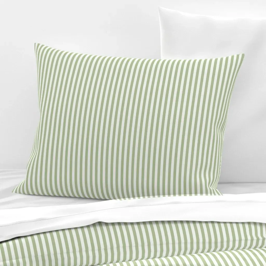 Narrow Stripe Fan Palm Standard Knife Edge Cushion Cover - Sage Green, Cotton Sateen product