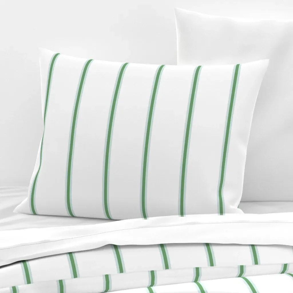 Narrow Stripes Standard Knife Edge Cushion Cover - Sage Green, Cotton Sateen product