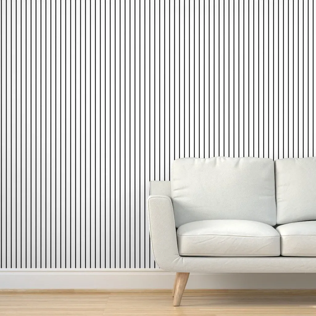 Narrow Vertical Stripe Peel and Stick Wallpaper - Black, White product