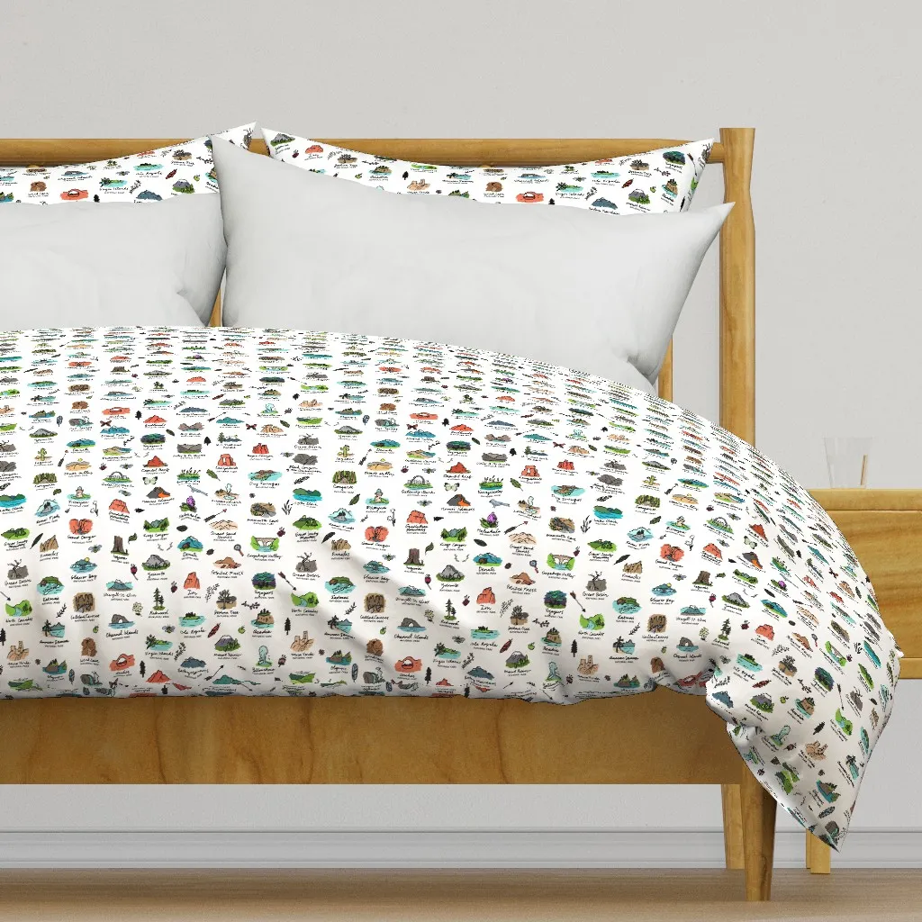 National Parks Road Trip Duvet Cover - White product