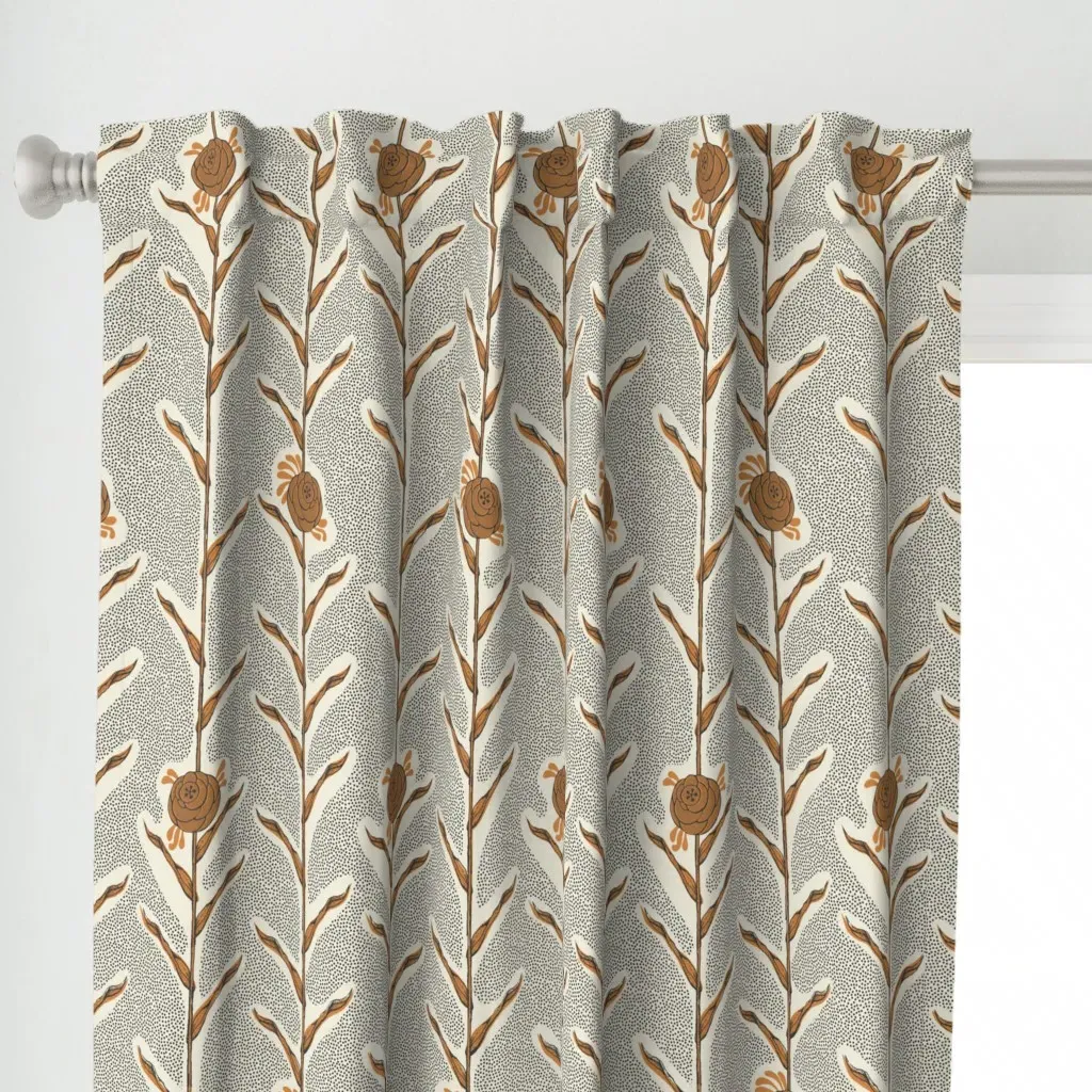 Natisha Peony Vine Curtain Panel - Burnt Orange alternate view
