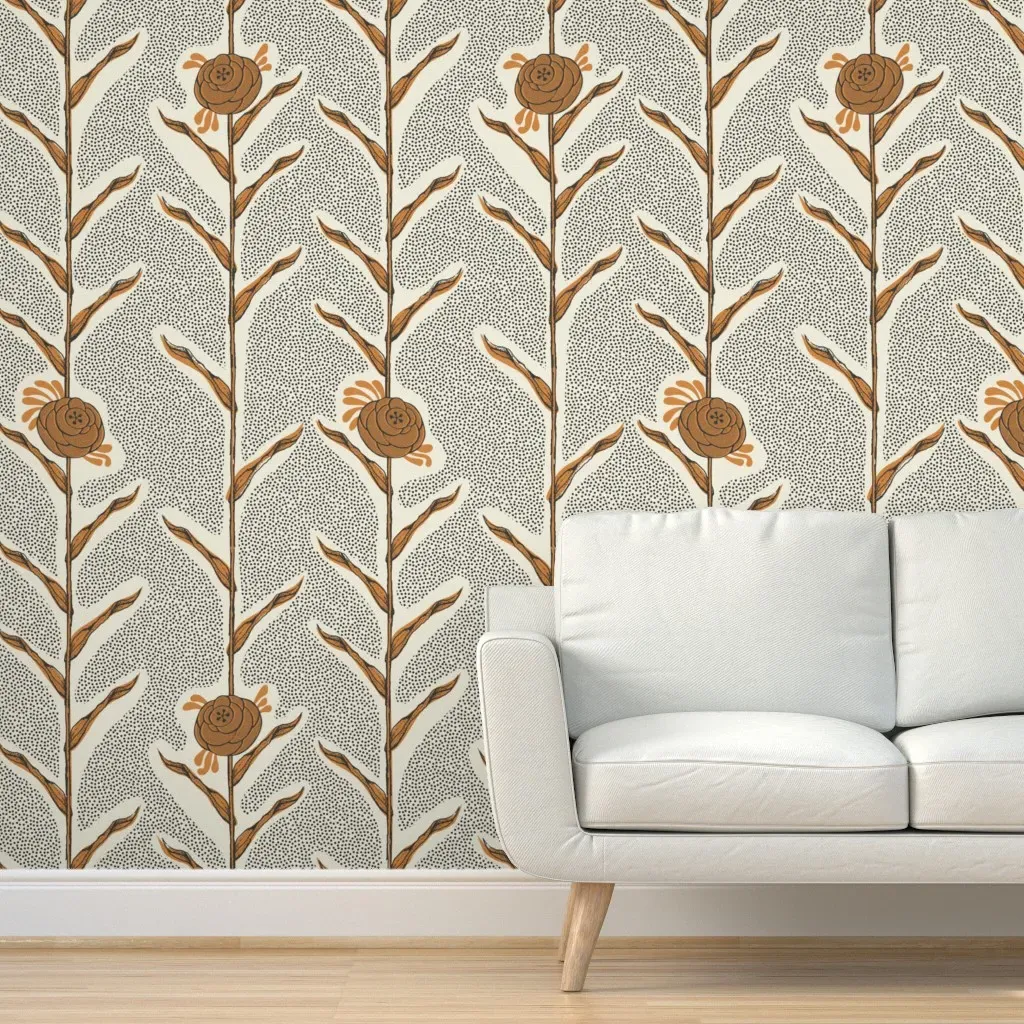 Natisha Peony Vine Peel and Stick Wallpaper - Cream Charcoal Gold product