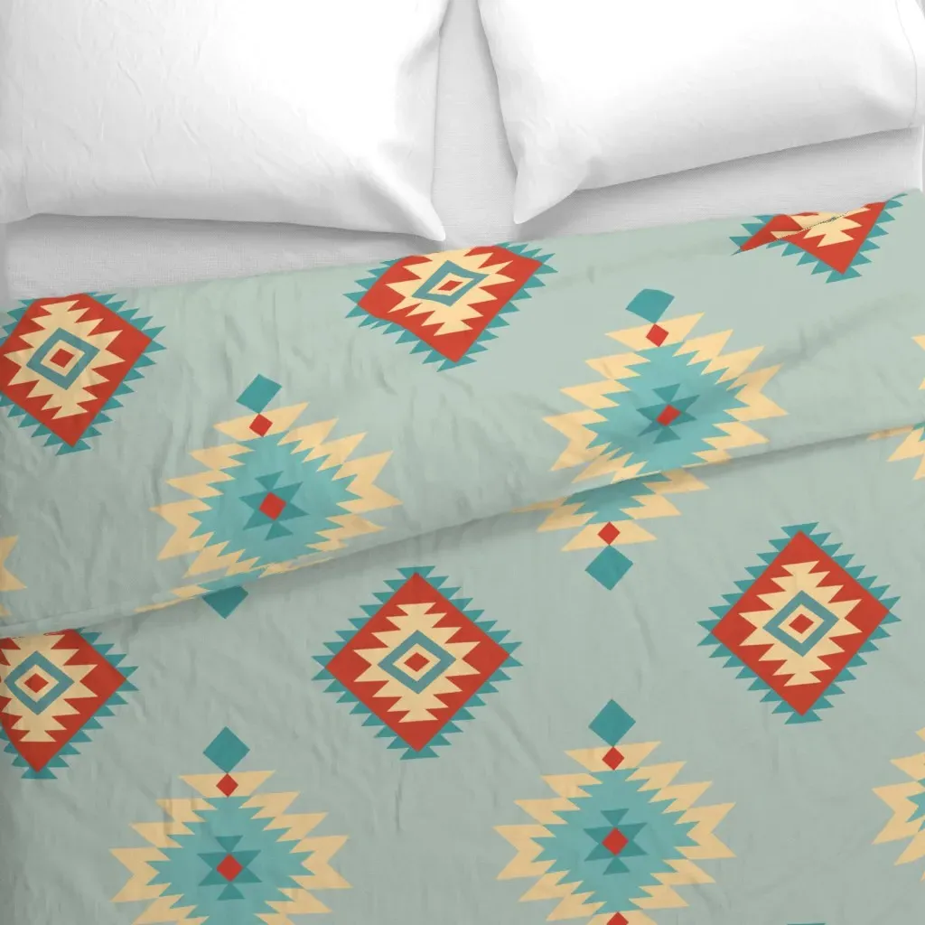 Native American Aztec Duvet Cover - Teal alternate view